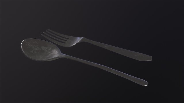 A spoon and a fork 3D Model .c4d .max .obj .3ds .fbx .stl .blend 