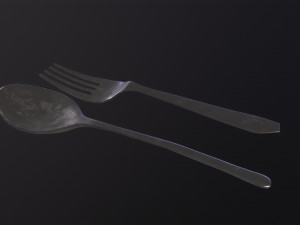 A spoon and a fork 3D Model
