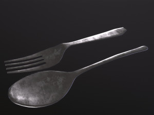 A spoon and a fork 3D Model