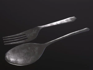 A spoon and a fork 3D Model