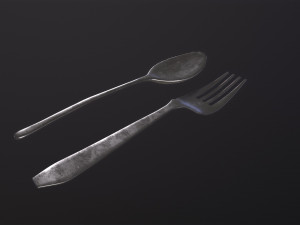 A spoon and a fork 3D Model