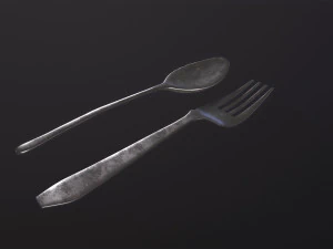 A spoon and a fork 3D Model