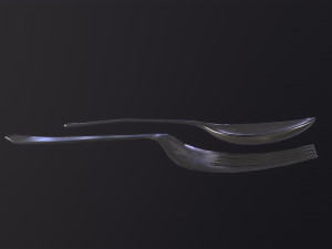 A spoon and a fork 3D Model