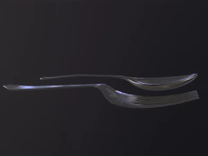 A spoon and a fork 3D Model