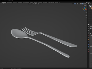 A spoon and a fork 3D Model
