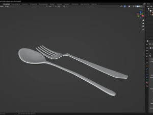 A spoon and a fork 3D Model