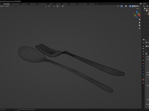 A spoon and a fork 3D Model