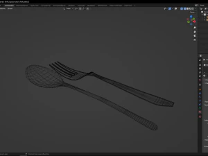 A spoon and a fork 3D Model