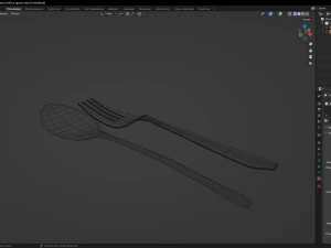 A spoon and a fork 3D Model