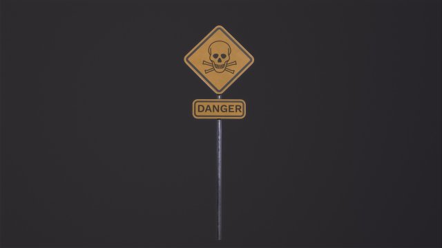 Danger Sign 3D Model .c4d .max .obj .3ds .fbx .stl .blend 