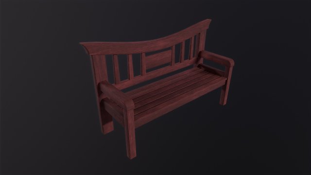 Asian wooden bench 3D Model .c4d .max .obj .3ds .fbx .stl .blend 
