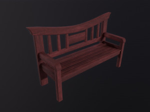 Asian wooden bench 3D Model