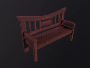 Banco de madeira asiático Modelo 3D