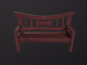 Asian wooden bench 3D Model