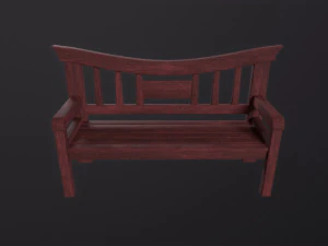 Asian wooden bench 3D Model