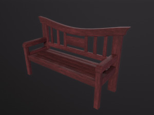 Asian wooden bench 3D Model