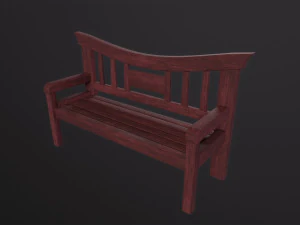 Asian wooden bench 3D Model