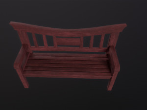 Asian wooden bench 3D Model