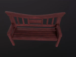 Asian wooden bench 3D Model