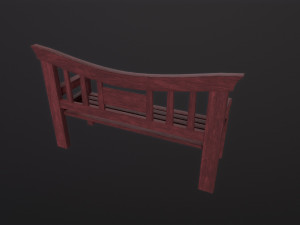 Asian wooden bench 3D Model