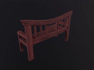 Asian wooden bench 3D Model