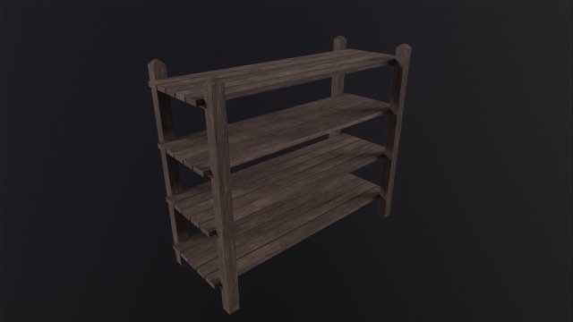 Wooden Shelf 3D Model .c4d .max .obj .3ds .fbx .stl .blend 