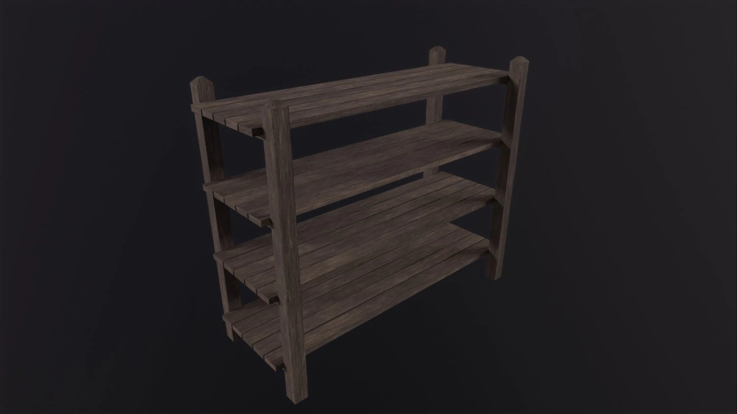 Wooden Shelf 3D Model .c4d .max .obj .3ds .fbx .stl .blend