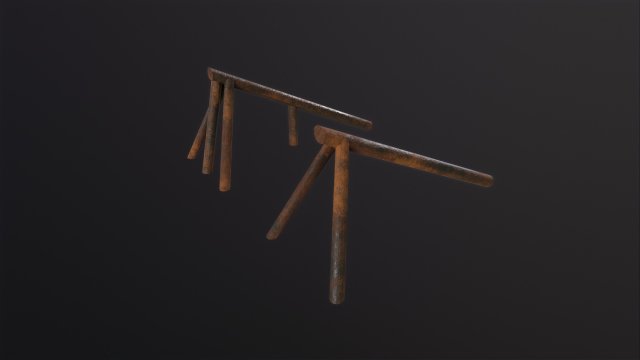 Log Ramps Obstacles WWII 3D Модель .c4d .max .obj .3ds .fbx .stl .blend 