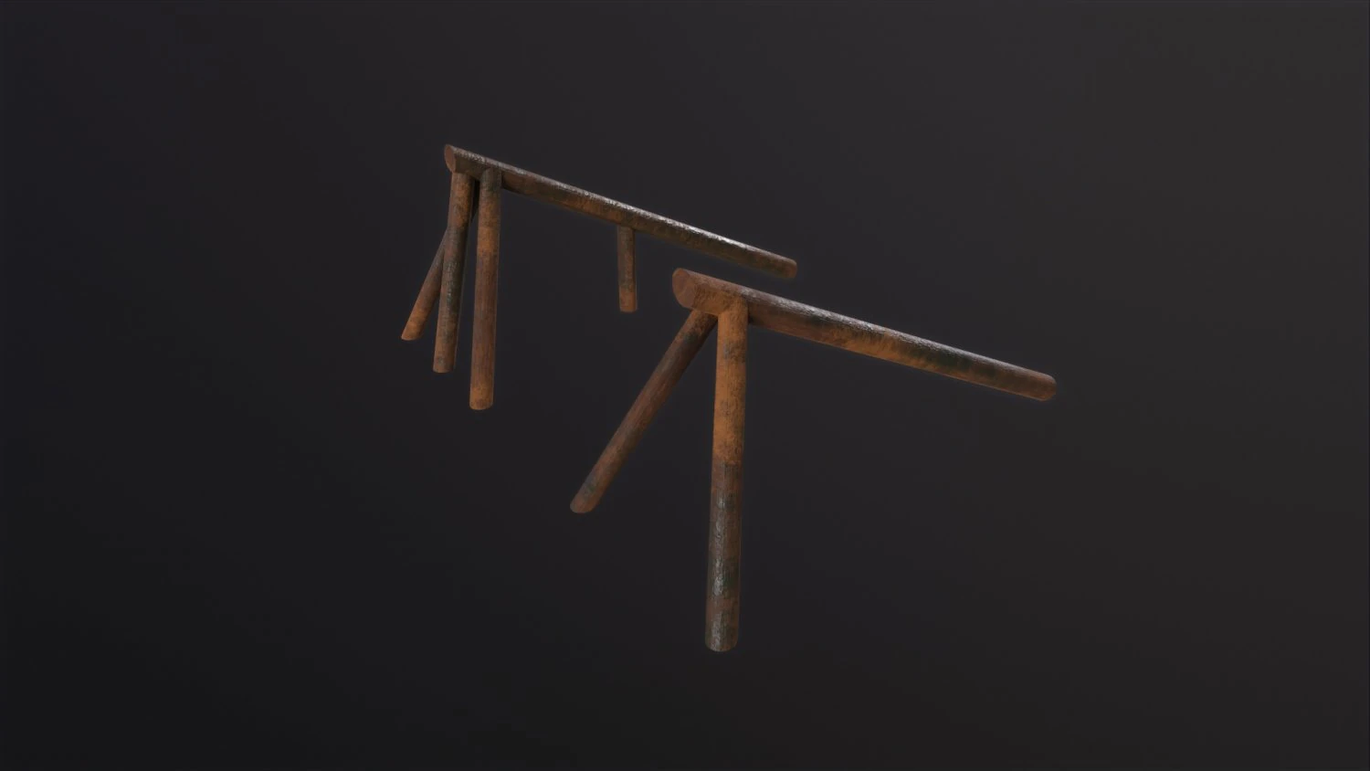 Log Ramps Obstacles WWII 3D Model .c4d .max .obj .3ds .fbx .stl .blend 