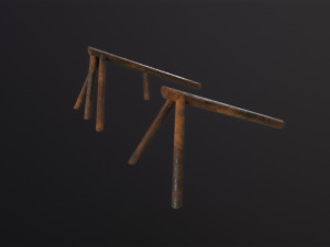 Log Ramps Obstacles WWII 3D Model