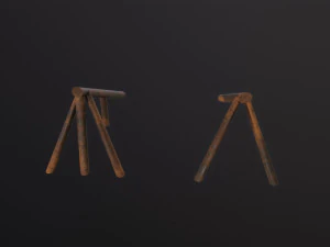 Log Ramps Obstacles WWII 3D Model