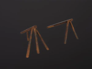 Log Ramps Obstacles WWII 3D Model