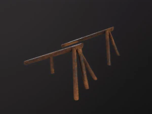 Log Ramps Obstacles WWII 3D Model