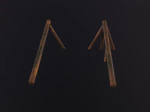 Log Ramps Obstacles WWII 3D Model