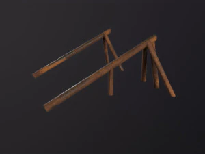 Log Ramps Obstacles WWII 3D Model