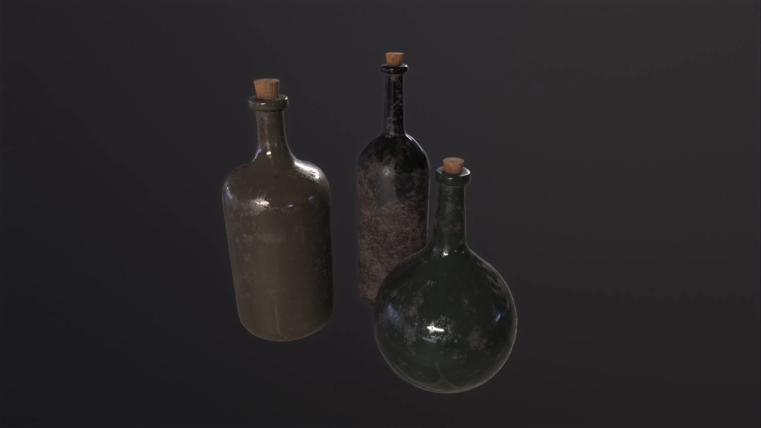 Старые бутылки рома 3D Модель .c4d .max .obj .3ds .fbx .stl .blend 