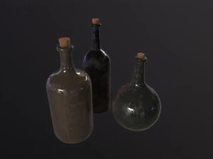 Старые бутылки рома 3D Модель