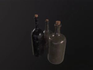 Старые бутылки рома 3D Модель
