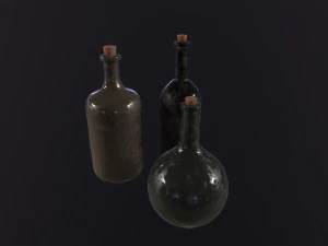 Старые бутылки рома 3D Модель