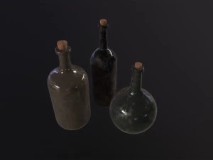 Старые бутылки рома 3D Модель