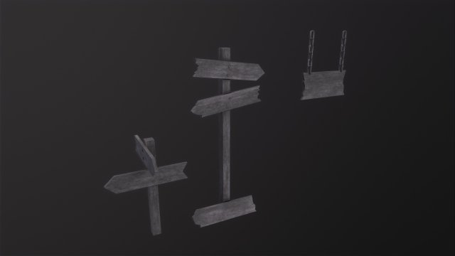Old Wooden Signs 3D Модель .c4d .max .obj .3ds .fbx .stl .blend 