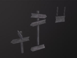 Old Wooden Signs 3D Model