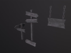 Old Wooden Signs 3D Модель