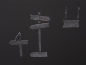 Old Wooden Signs 3D Модель