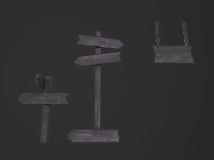 Old Wooden Signs 3D Модель