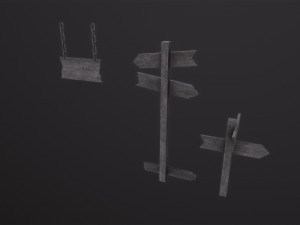 Old Wooden Signs 3D Модель