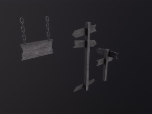 Old Wooden Signs 3D Модель