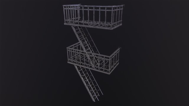 Fire Escape 3D Model .c4d .max .obj .3ds .fbx .stl .blend 