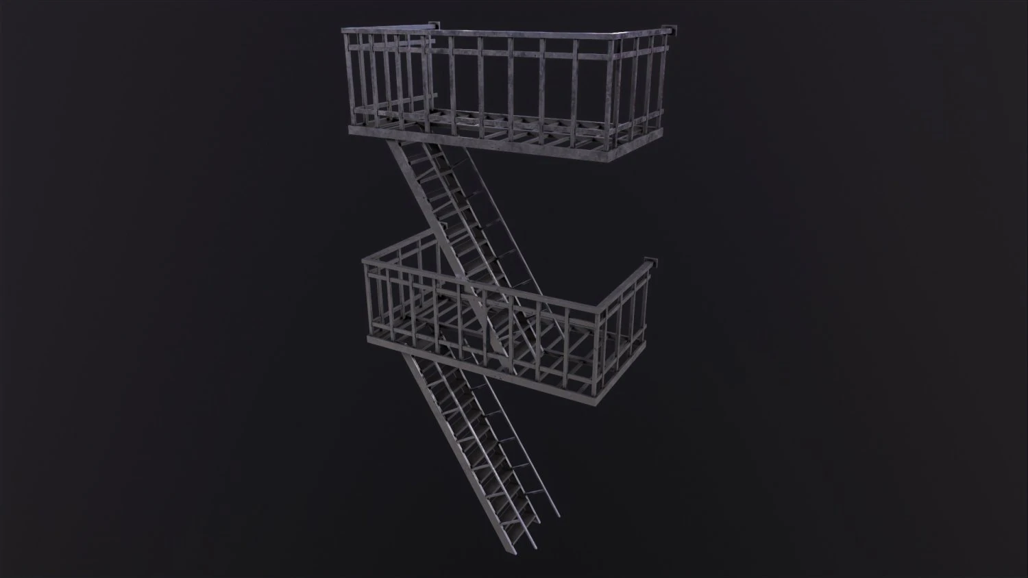 Fire Escape 3D Model .c4d .max .obj .3ds .fbx .stl .blend 