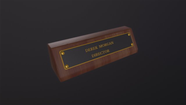 Desk Name Plaque 3D Model .c4d .max .obj .3ds .fbx .stl .blend 